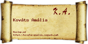 Kováts Amália névjegykártya